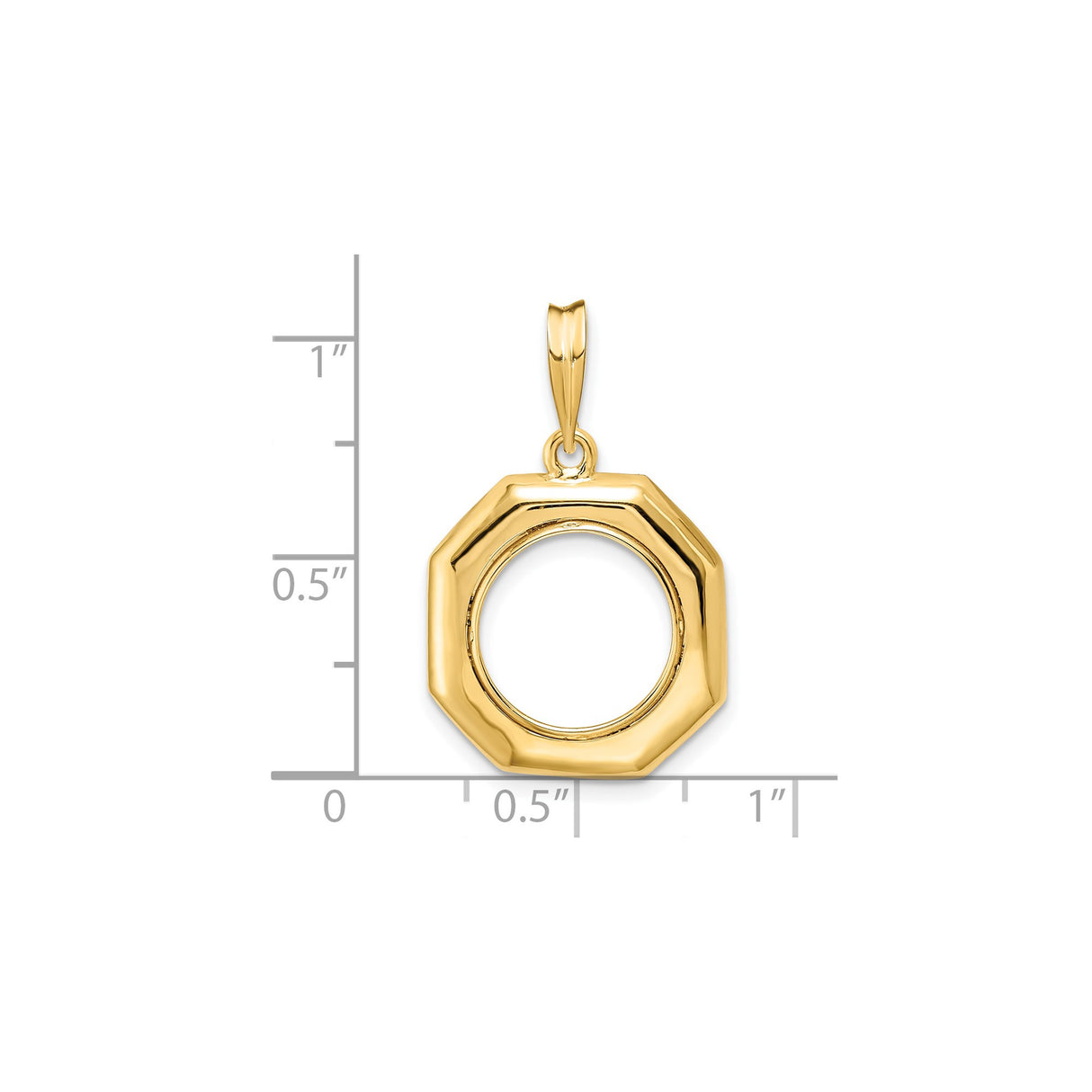 13 mm 14k Yellow Gold coin bezel for Mexican 2 Peso Peso — size reference (ruler)