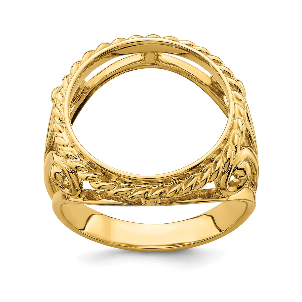 13 mm 14k Yellow Gold coin bezel ring for Mexican 2 Peso Peso β additional image