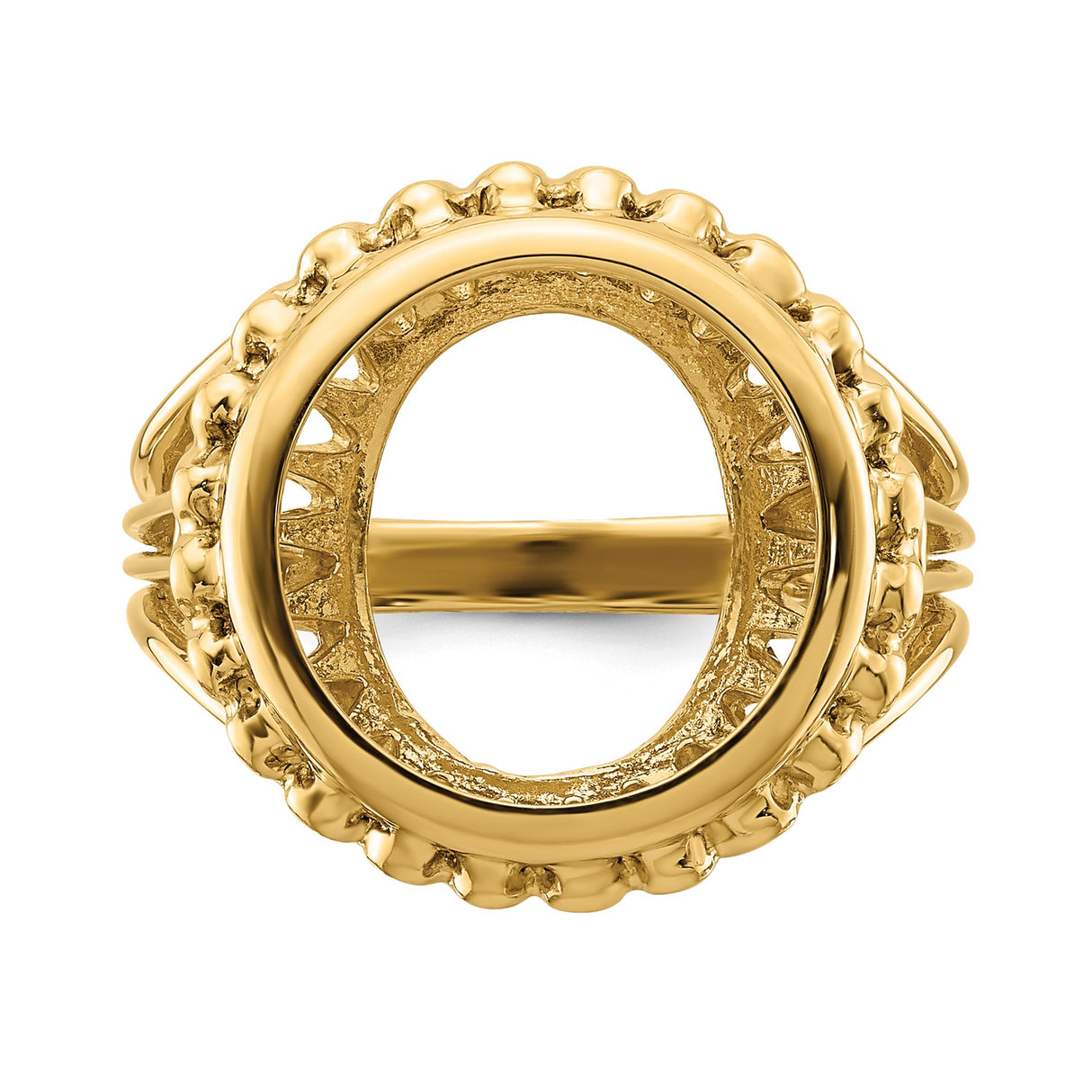 13 mm 14k Yellow Gold coin bezel ring for Mexican 2 Peso Peso β additional image