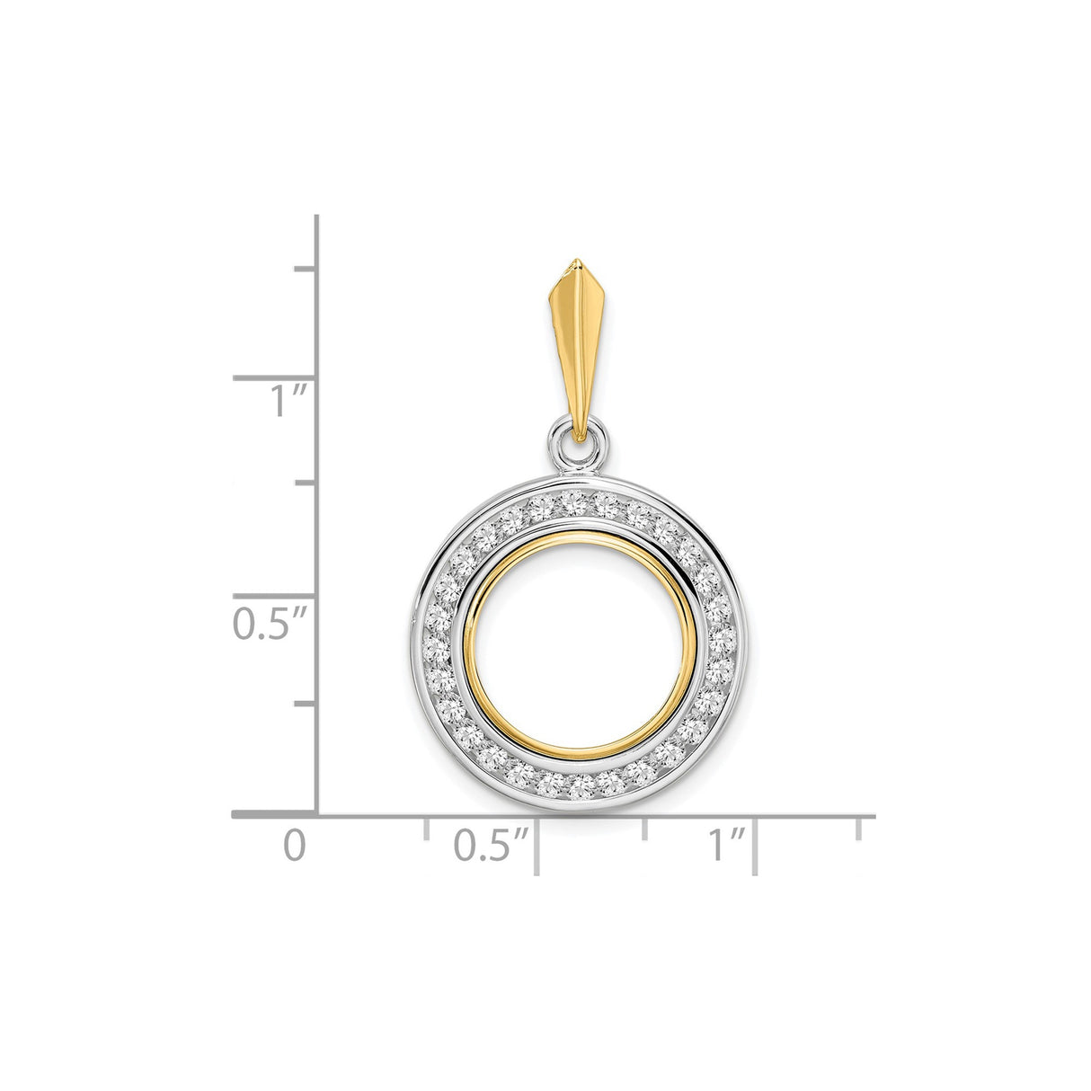 13 mm 14k Multi-Tone Gold coin bezel for Mexican 2 Peso Peso β size reference (ruler)