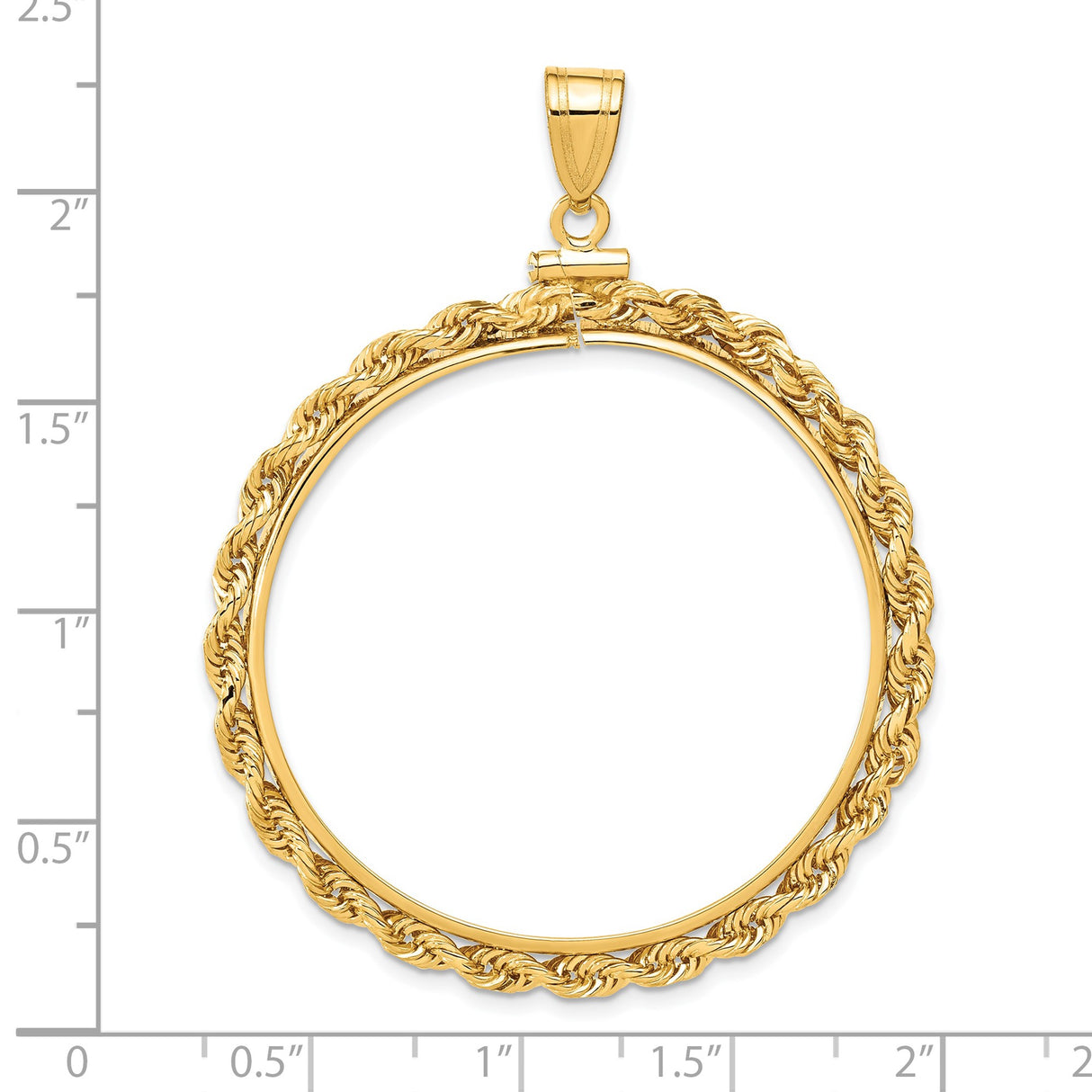37 mm 14k Yellow Gold coin bezel for Mexican 50 Peso Peso β size reference (ruler)