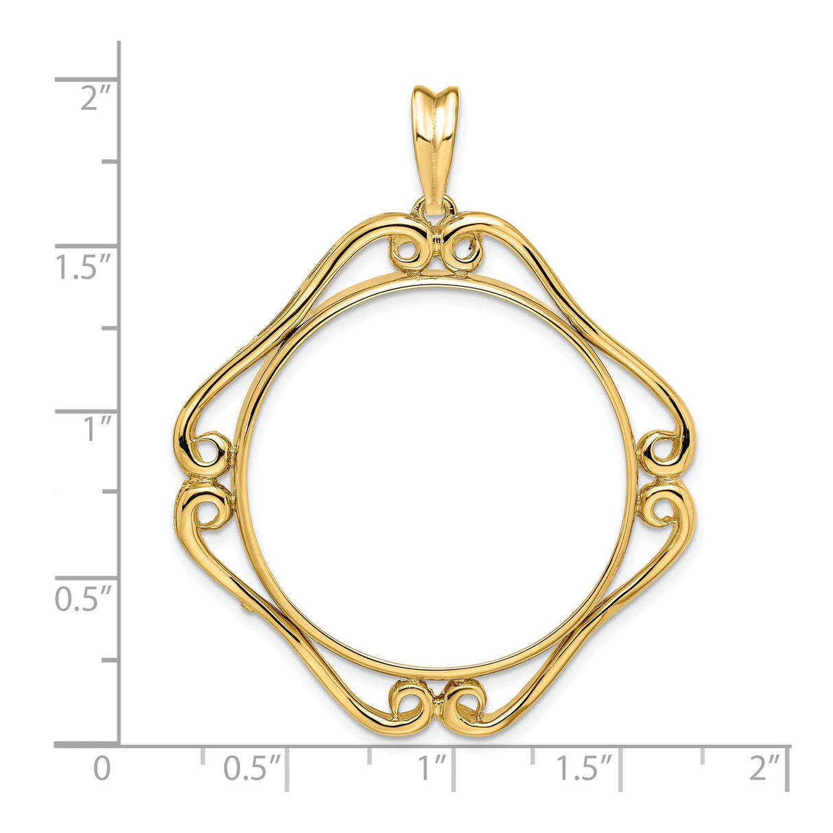 Isle of Man 1/2 oz Gold Cat Coin Bezel Pendant Prong Set Cushion Filigree Scroll in 14k Yellow Gold
