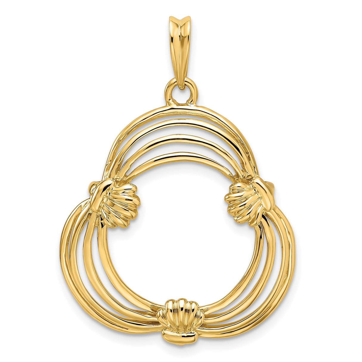 Australian 1/10 oz Gold Kangaroo $15 Coin Bezel Pendant Prong Set Shell and Triple Wire in 14k Yellow Gold