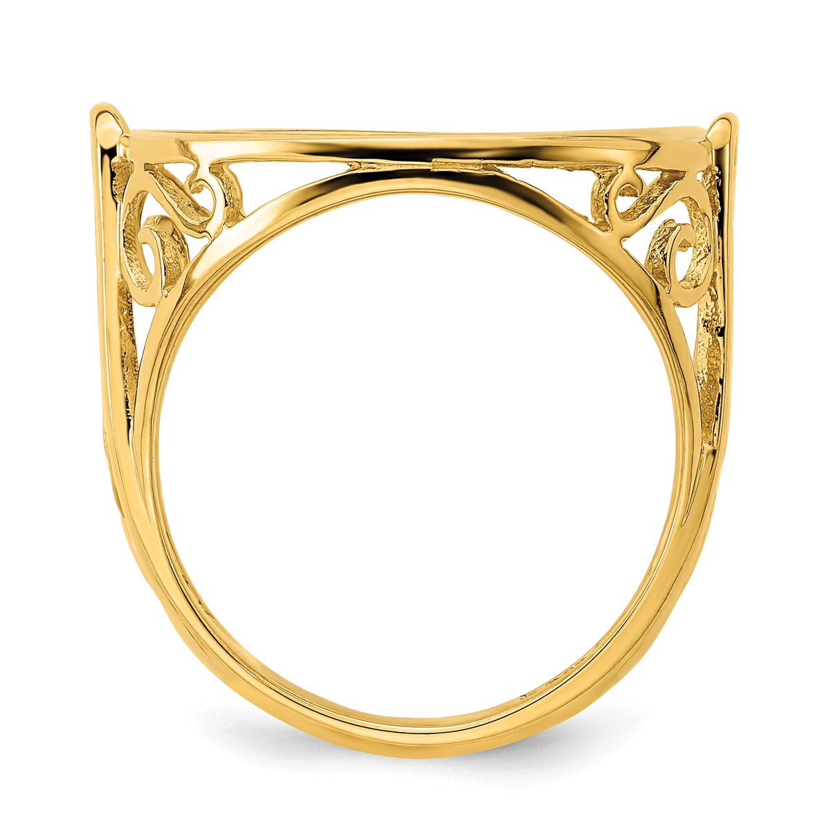 19.5 mm 14k Yellow Gold coin bezel ring β alternate view