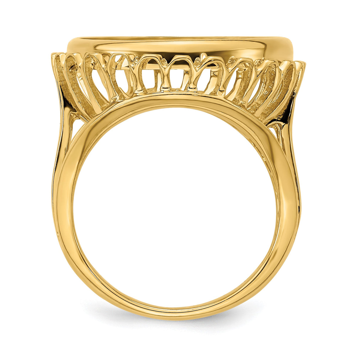 14k Yellow Gold coin bezel for Isle of Man Cat β alternate view
