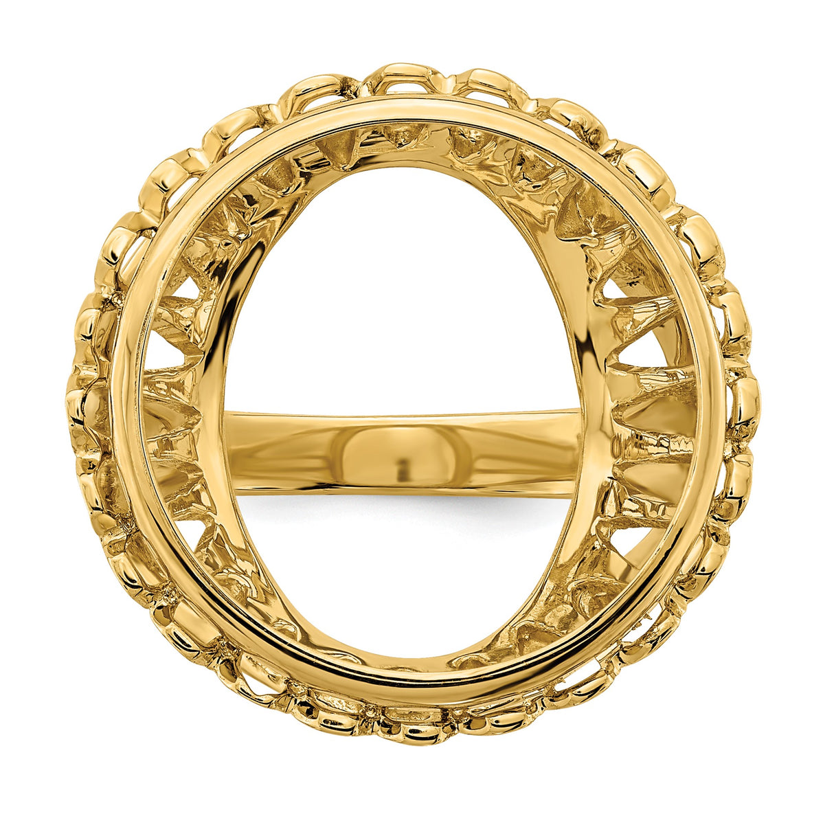 Isle of Man 1/10 oz Gold Cat Coin Bezel Ring Prong Set Polished Wire in 14k Yellow Gold