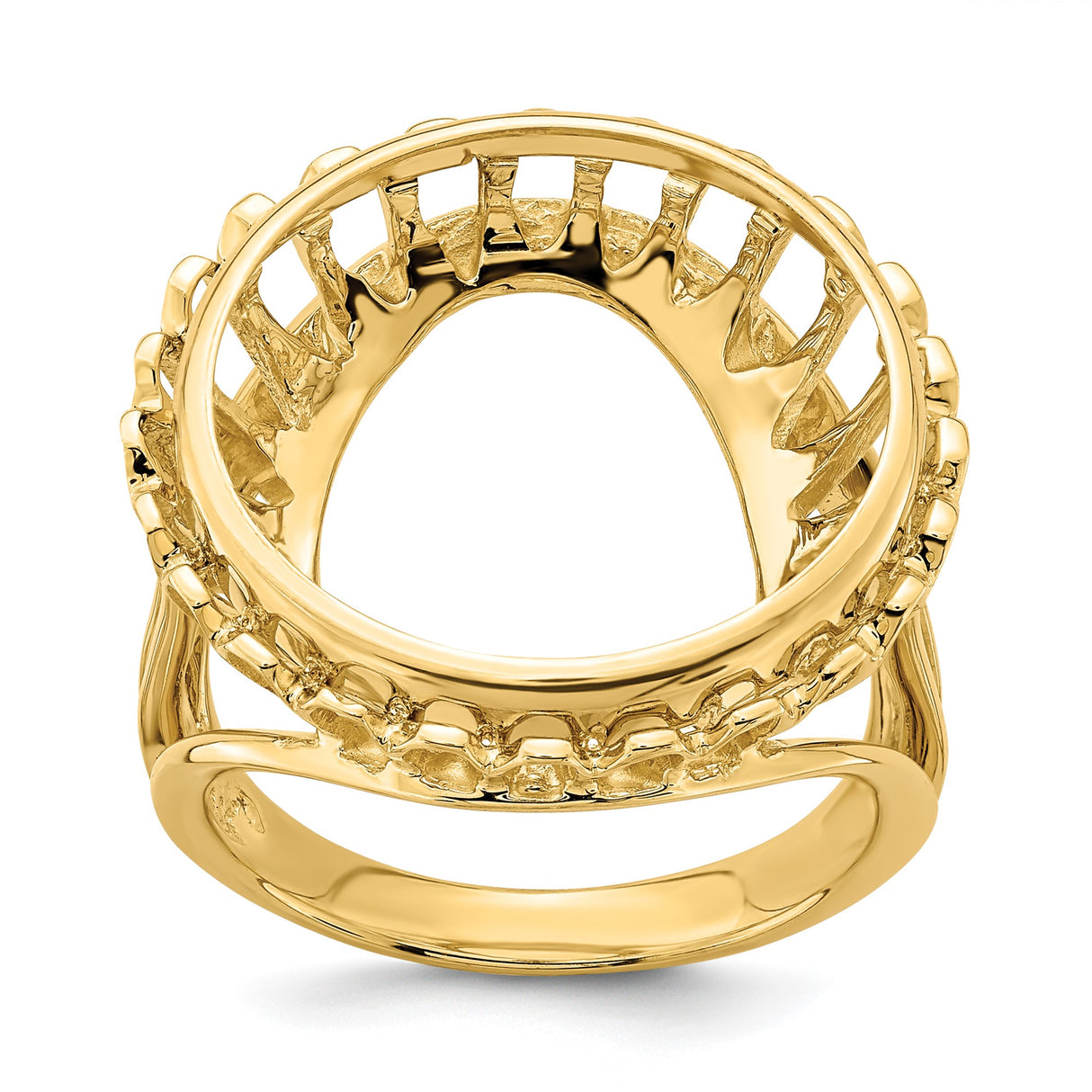 Isle of Man 1/10 oz Gold Cat Coin Bezel Ring Prong Set Polished Wire in 14k Yellow Gold