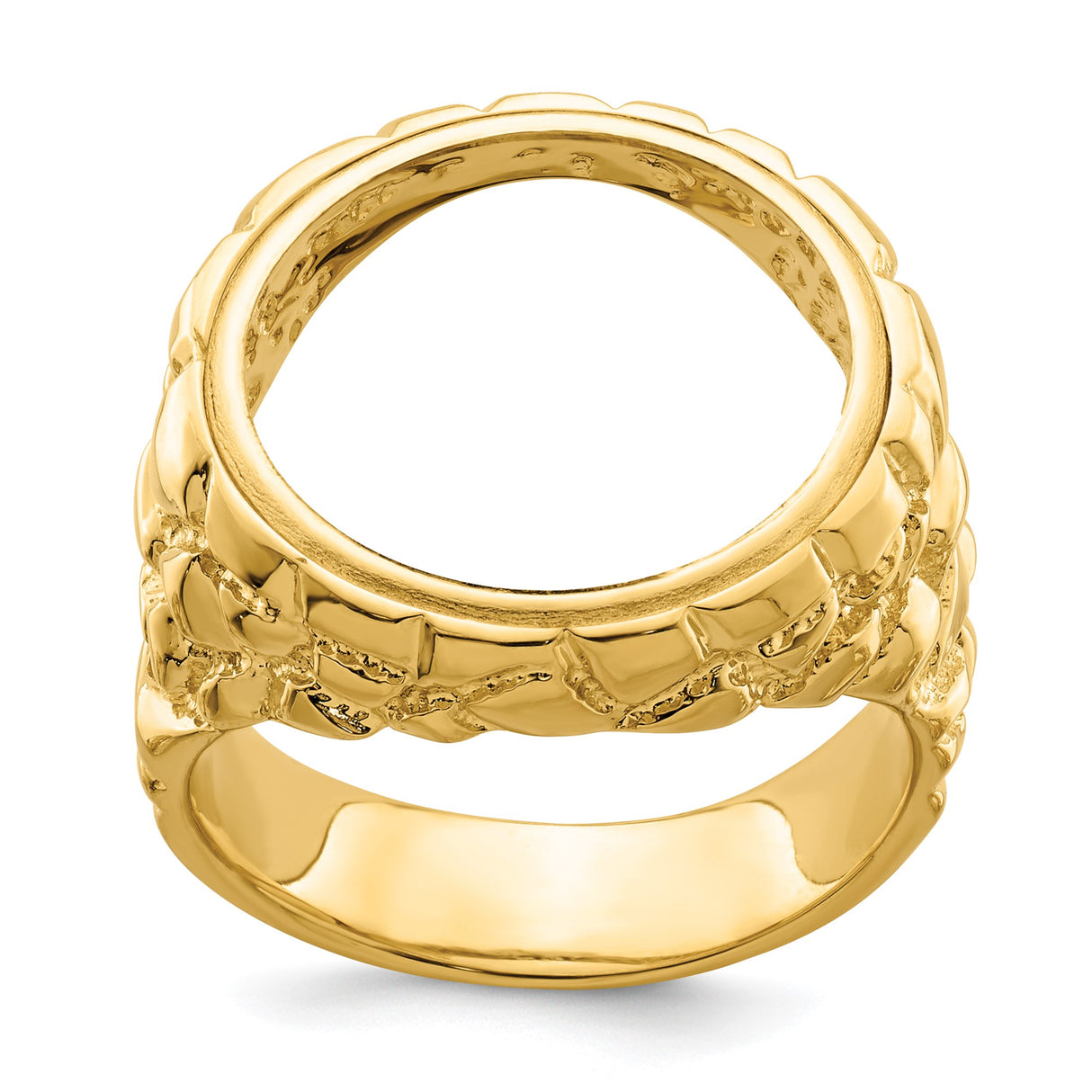 Australian 1/10 oz Gold Lunar $15 Coin Series 1 Coin Bezel Ring Prong Set Mens Nugget in 14k Yellow Gold