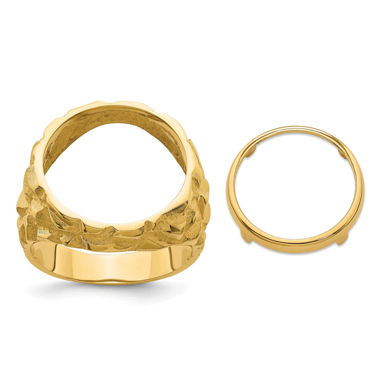 Australian 1/10 oz Gold Lunar $15 Coin Series 1 Coin Bezel Ring Prong Set Mens Nugget in 14k Yellow Gold