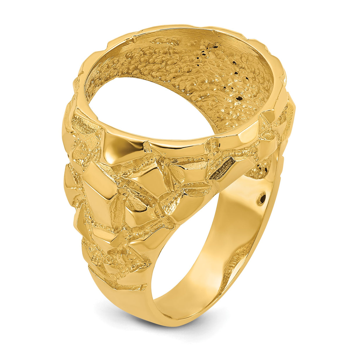 Australian 1/10 oz Gold Kangaroo $15 Coin Bezel Ring Prong Set Mens Nugget in 14k Yellow Gold