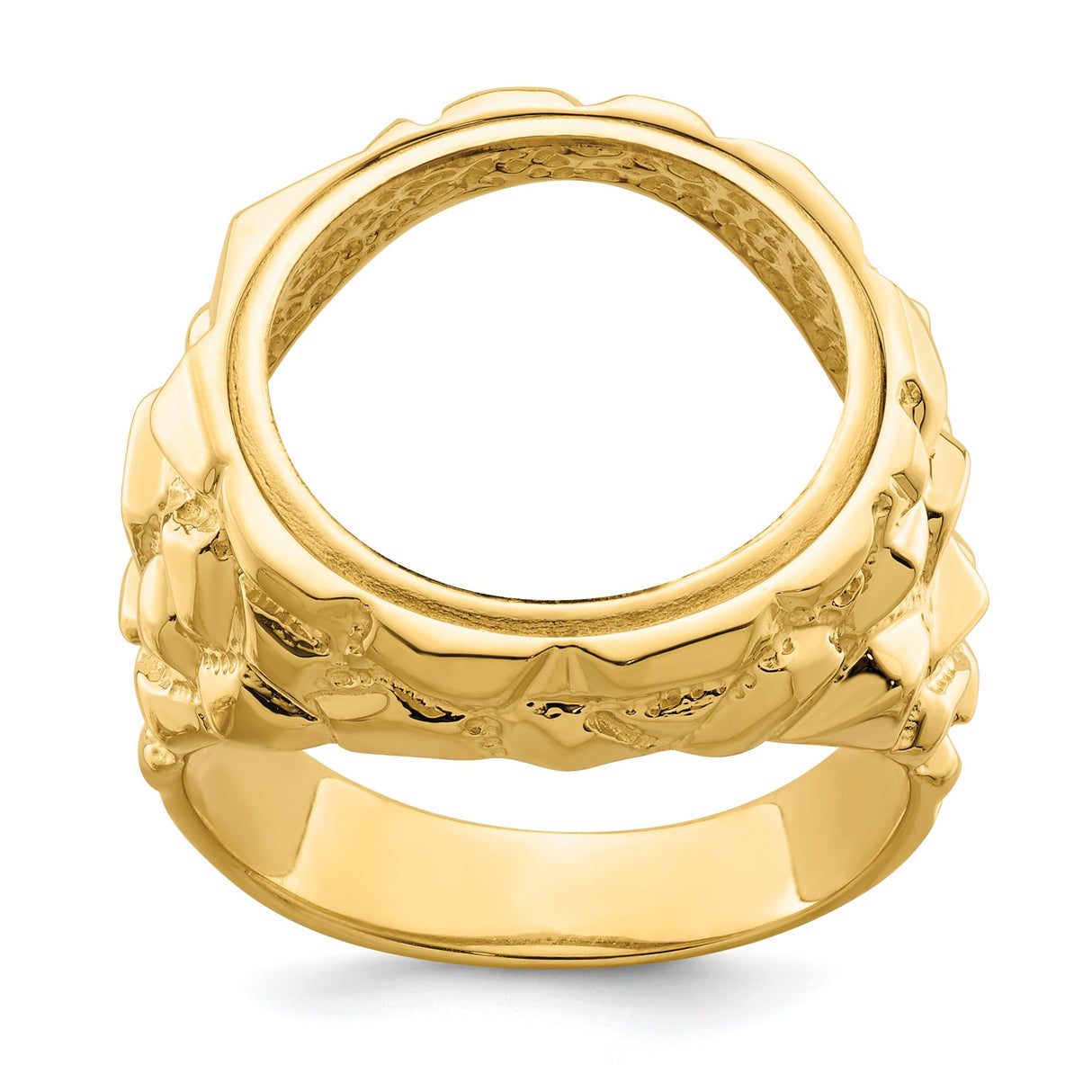 Australian 1/10 oz Gold Kangaroo $15 Coin Bezel Ring Prong Set Mens Nugget in 14k Yellow Gold