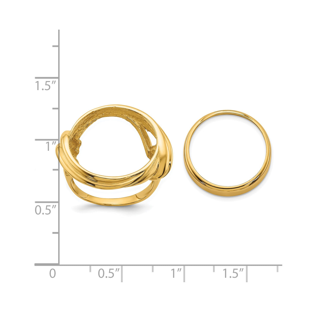 Australian 1/10 oz Gold Koala $15 Coin Bezel Ring Prong Set Double Curved Twist in 14k Yellow Gold