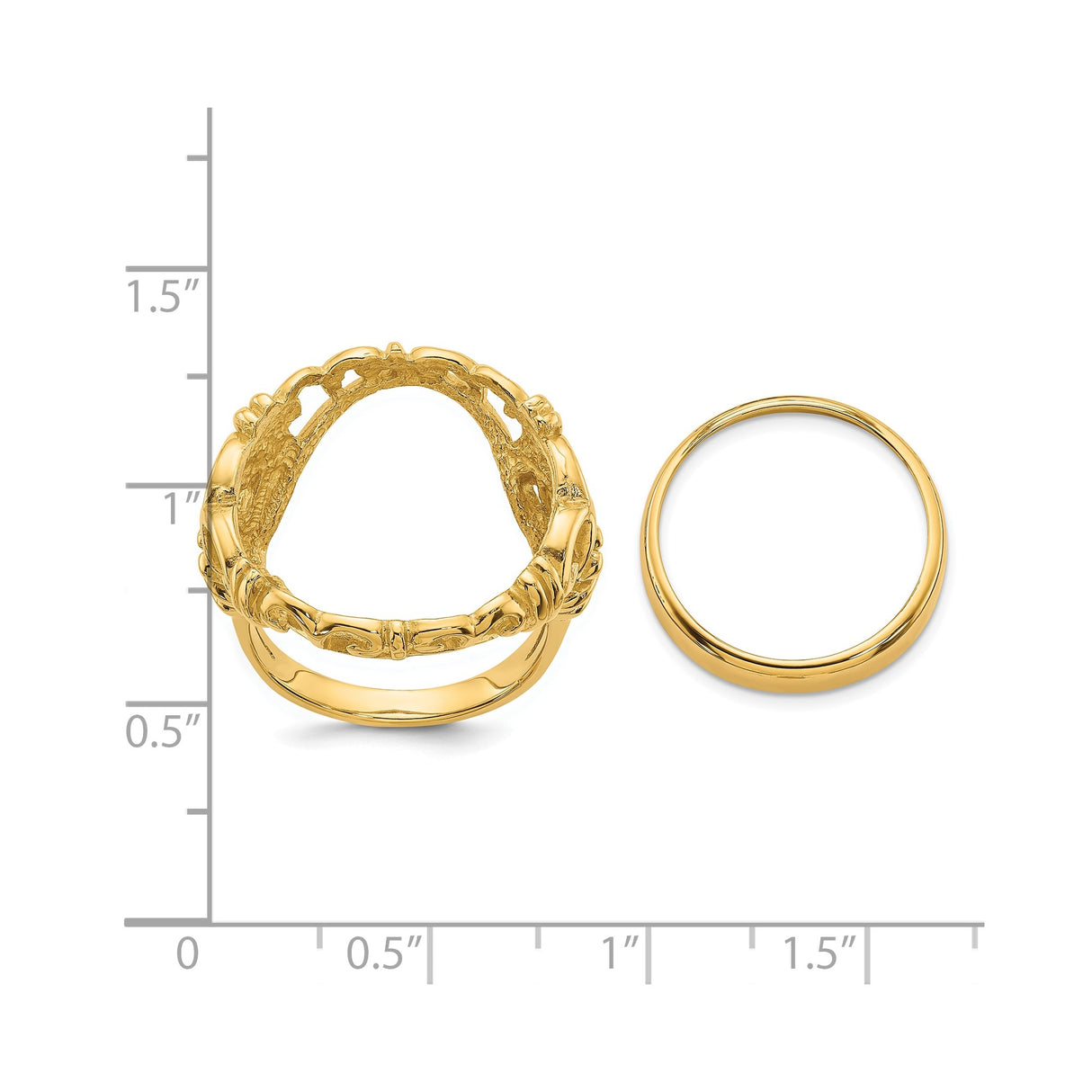 Australian 1/10 oz Gold Koala $15 Coin Bezel Ring Prong Set Fancy Curved in 14k Yellow Gold