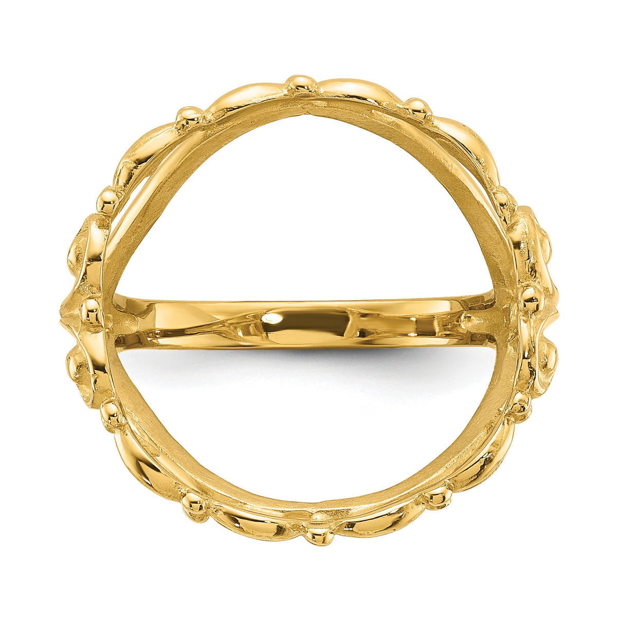 Australian 1/10 oz Gold Kangaroo $15 Coin Bezel Ring Prong Set Fancy Wire Scroll in 14k Yellow Gold