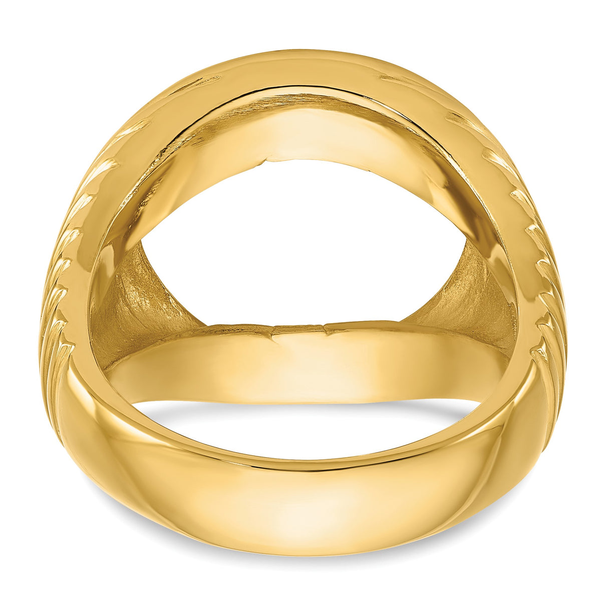 Australian 1/10 oz Gold Lunar $15 Coin Series 3 Coin Bezel Ring Prong Set Coil Design Comfort Fit in 14k Yellow Gold