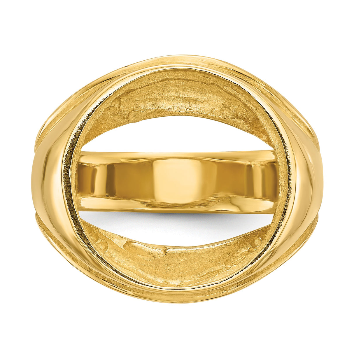 Australian 1/10 oz Gold Lunar $15 Coin Series 3 Coin Bezel Ring Prong Set Concaved Comfort Fit in 14k Yellow Gold