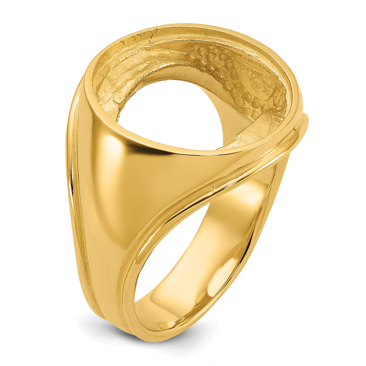 Australian 1/10 oz Gold Lunar $15 Coin Series 3 Coin Bezel Ring Prong Set Concaved Comfort Fit in 14k Yellow Gold