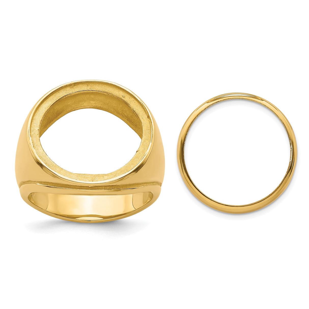Isle of Man 1/10 oz Gold Cat Coin Bezel Ring Prong Set Concaved Comfort Fit in 14k Yellow Gold