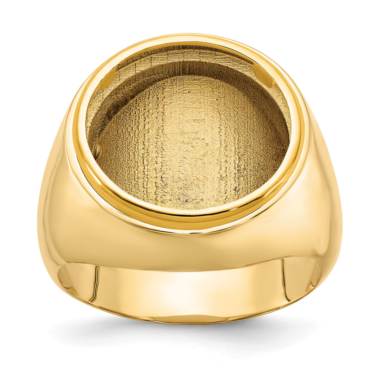 Australian 1/10 oz Gold Lunar $15 Coin Series 1 Coin Bezel Ring Prong Set Mens Polished Classic Solid Back in 14k Yellow Gold