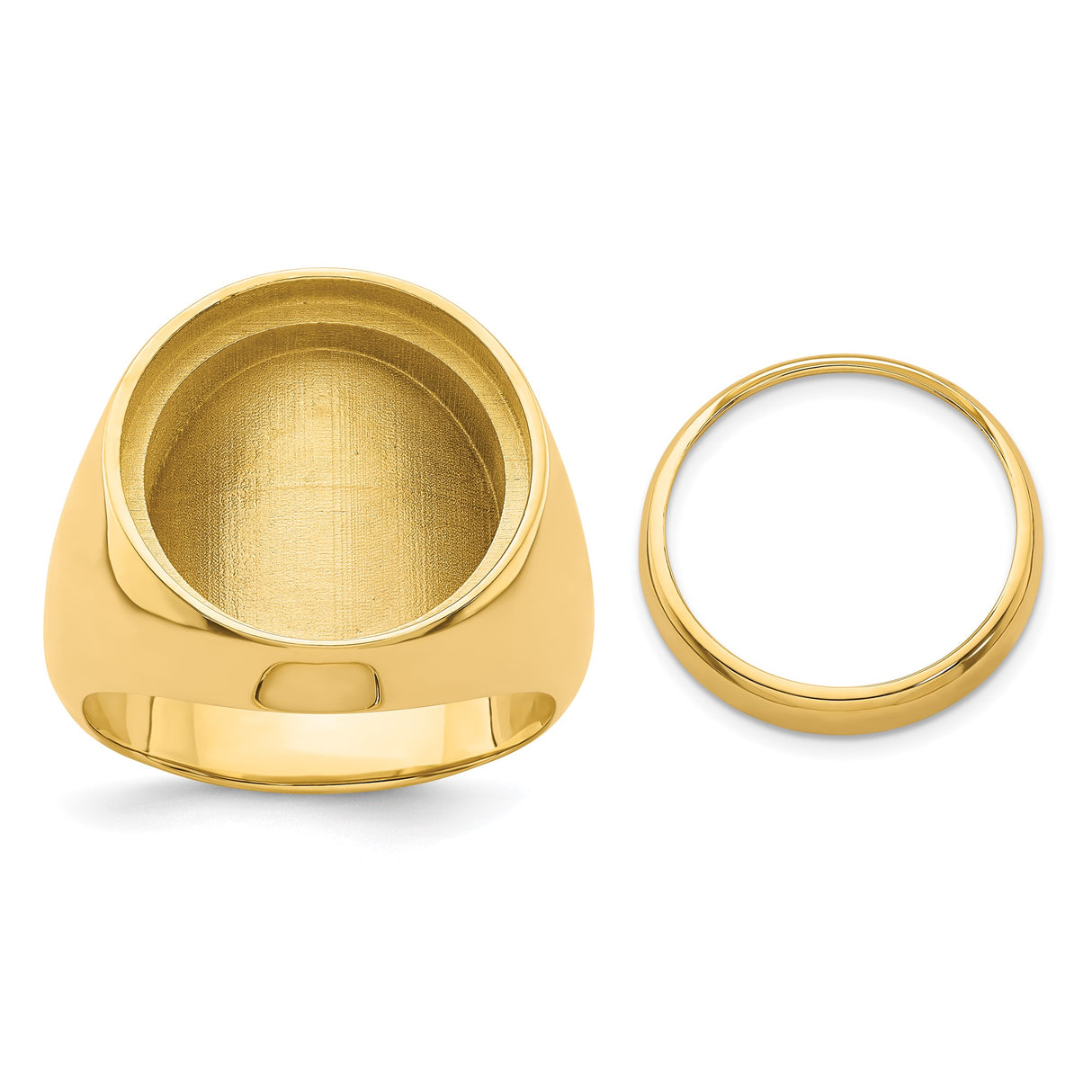 Australian 1/10 oz Gold Lunar $15 Coin Series 1 Coin Bezel Ring Prong Set Mens Polished Classic Solid Back in 14k Yellow Gold