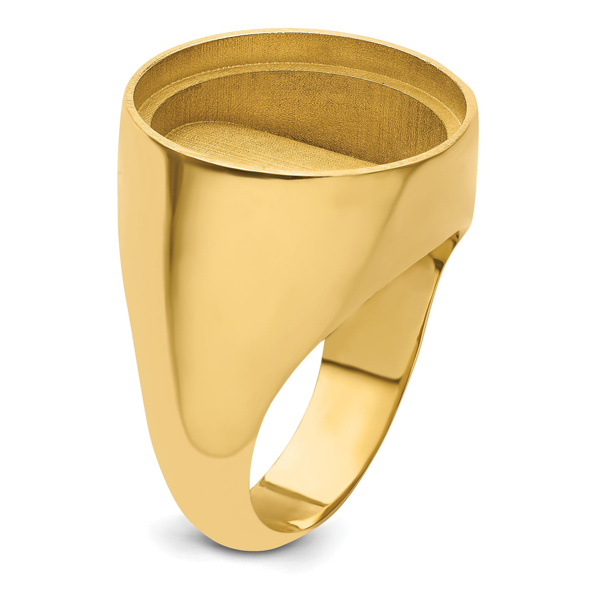 Isle of Man 1/10 oz Gold Cat Coin Bezel Ring Prong Set Mens Polished Classic Solid Back in 14k Yellow Gold