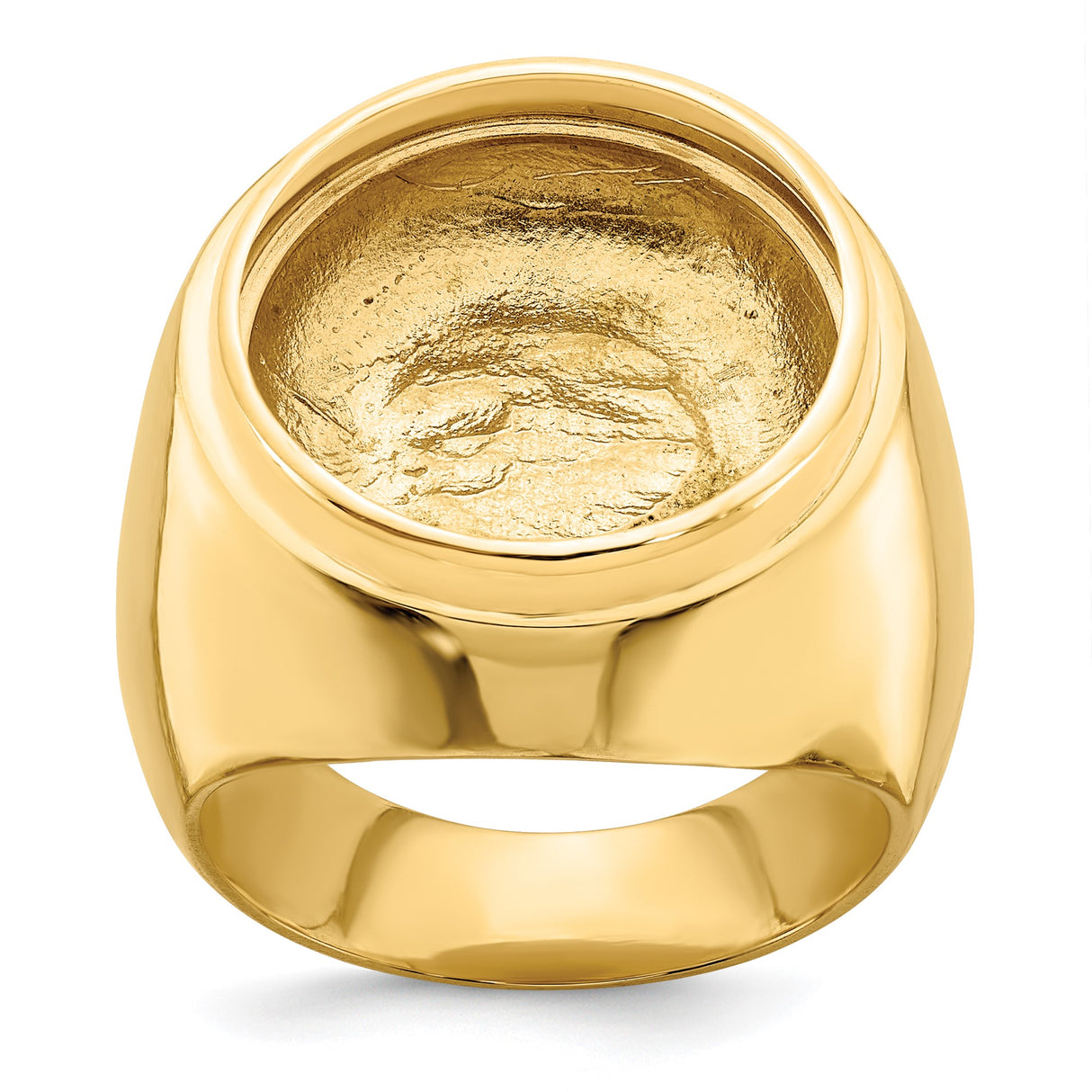 Isle of Man 1/10 oz Gold Cat Coin Bezel Ring Prong Set Mens Polished Classic Solid Back in 14k Yellow Gold