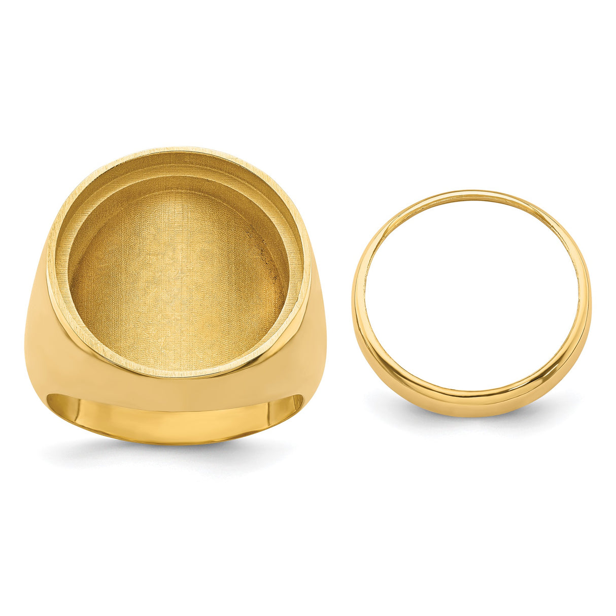 Isle of Man 1/10 oz Gold Cat Coin Bezel Ring Prong Set Mens Polished Classic Solid Back in 14k Yellow Gold