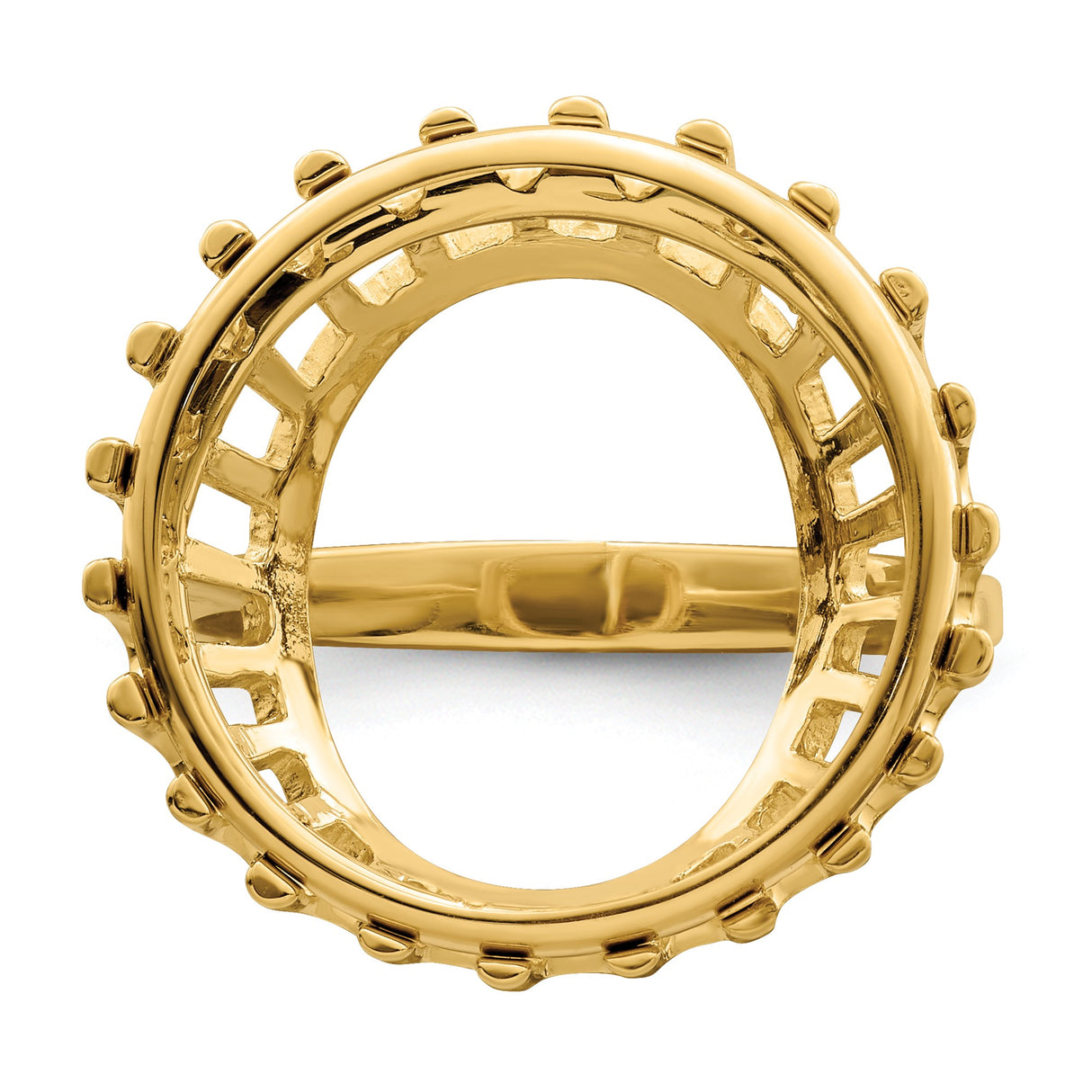 Isle of Man 1/10 oz Gold Cat Coin Bezel Ring Prong Set Polished Raised Wire in 14k Yellow Gold