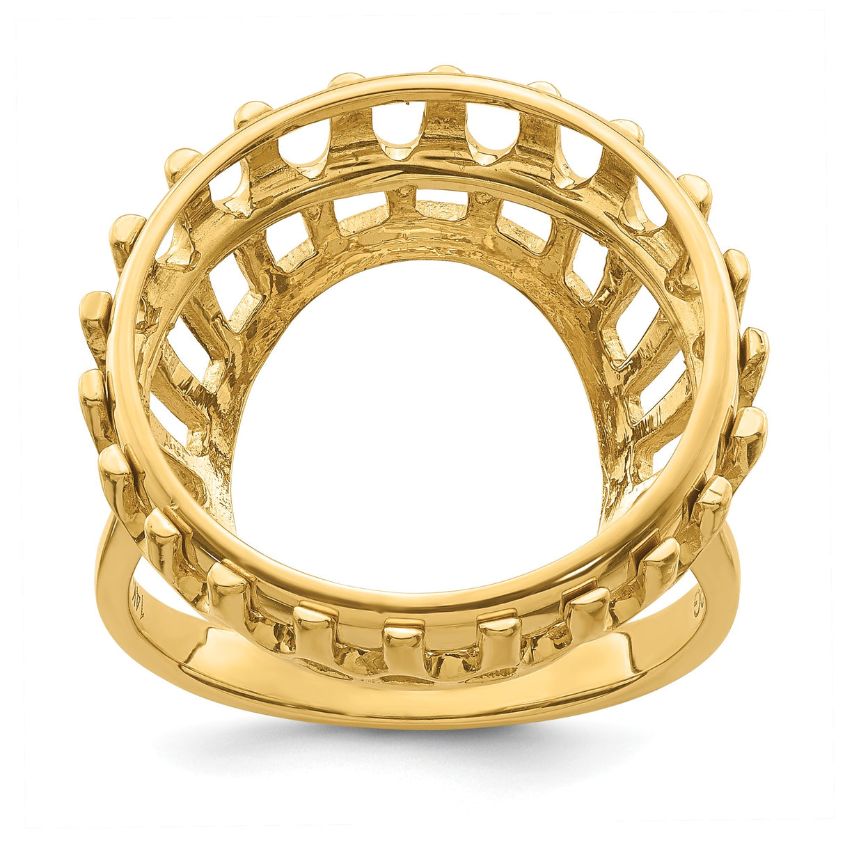 Isle of Man 1/10 oz Gold Cat Coin Bezel Ring Prong Set Polished Raised Wire in 14k Yellow Gold