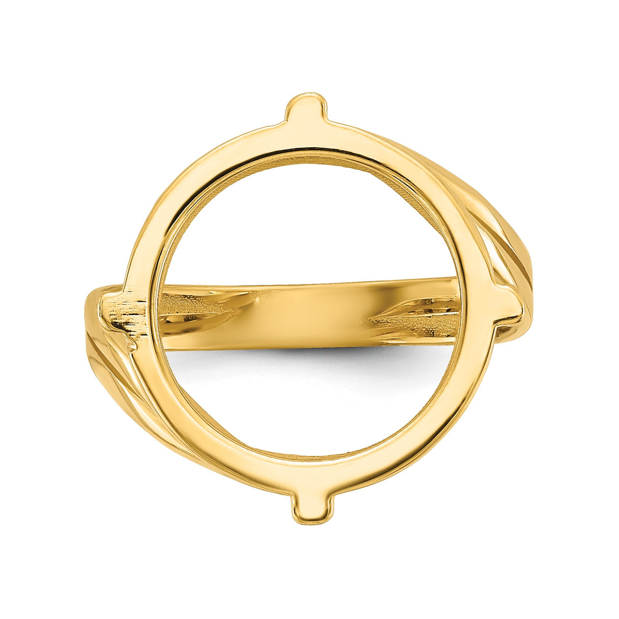 Australian 1/10 oz Gold Lunar $15 Coin Series 3 Coin Bezel Ring Prong Set Double Twist in 14k Yellow Gold