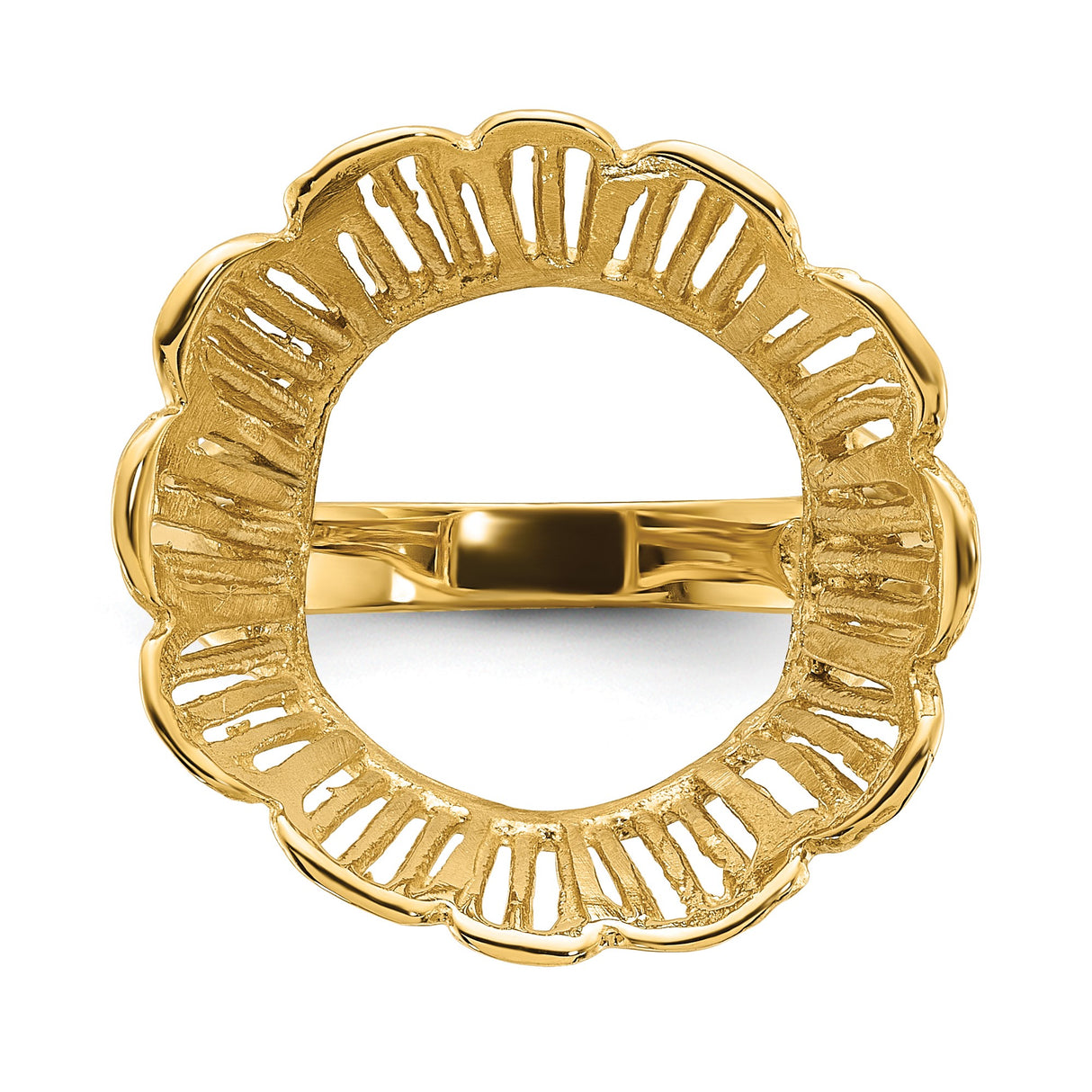 Isle of Man 1/10 oz Gold Cat Coin Bezel Ring Prong Set Fancy Wire in 14k Yellow Gold