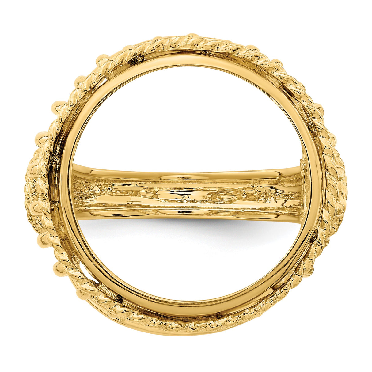 Isle of Man 1/10 oz Gold Cat Coin Bezel Ring Prong Set Wire with Twisted Rope in 14k Yellow Gold