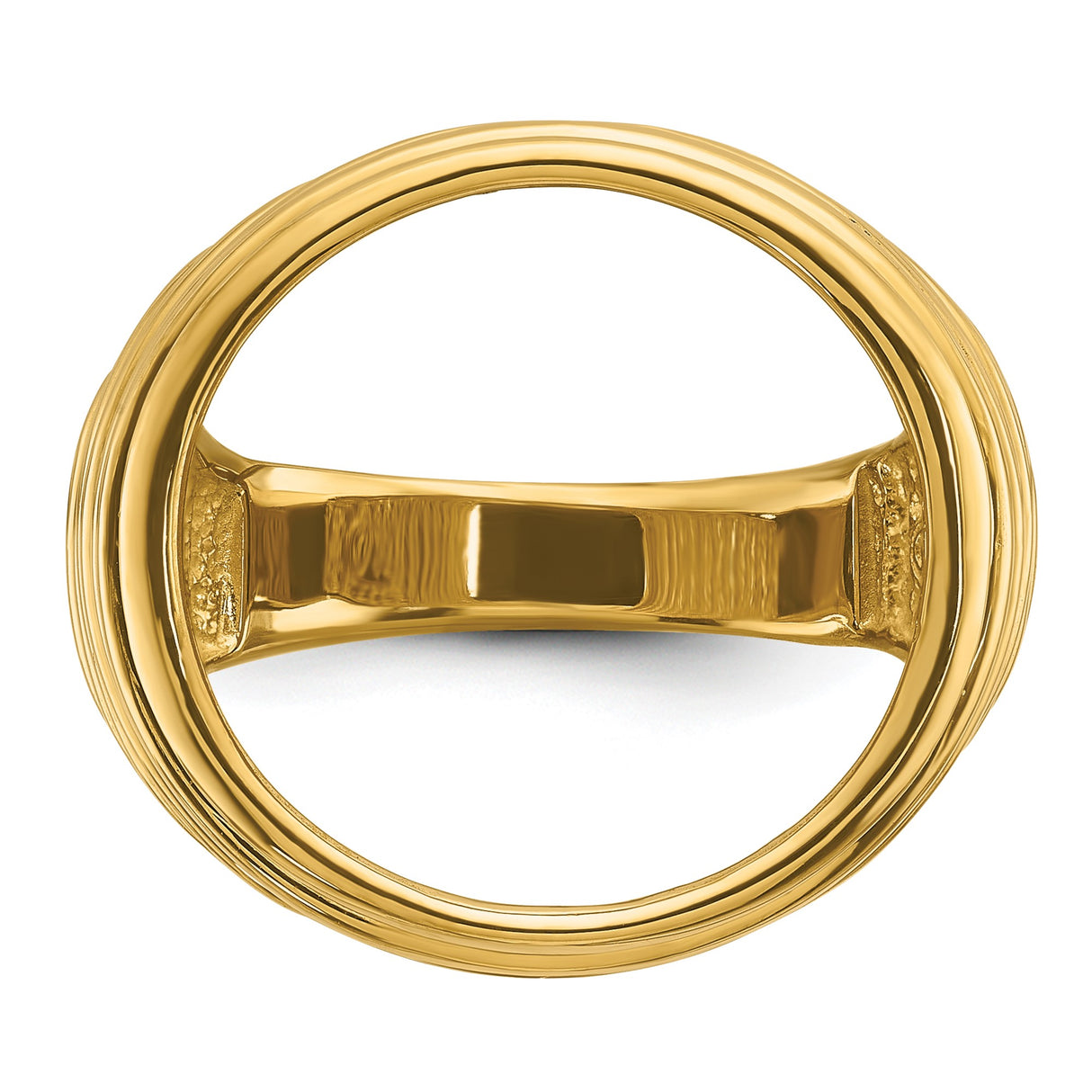 Isle of Man 1/10 oz Gold Cat Coin Bezel Ring Prong Set Polished Horizontal Fluting in 14k Yellow Gold