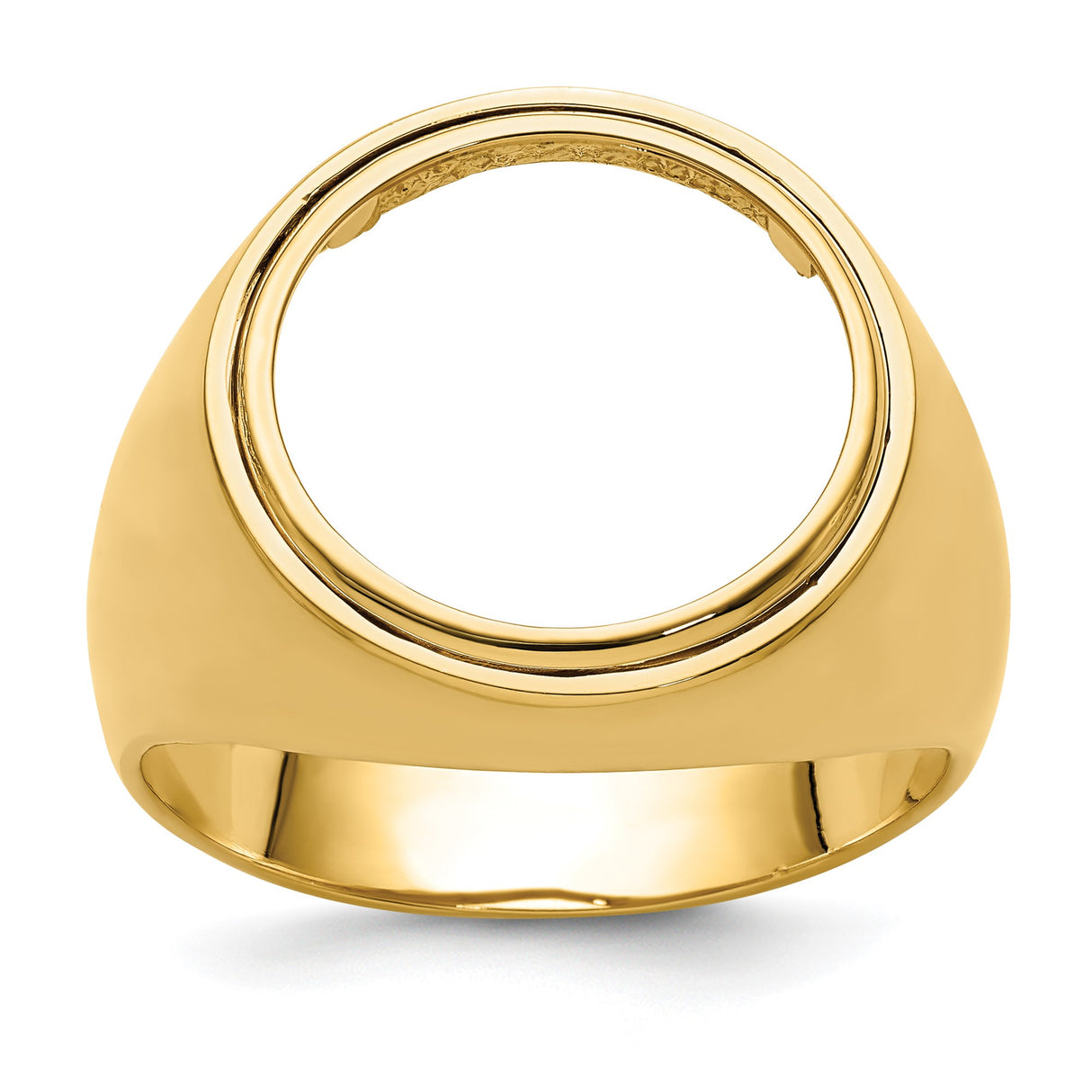 Australian 1/10 oz Gold Lunar $15 Coin Series 1 Coin Bezel Ring Prong Set Mens Polished Classic Open Back in 14k Yellow Gold