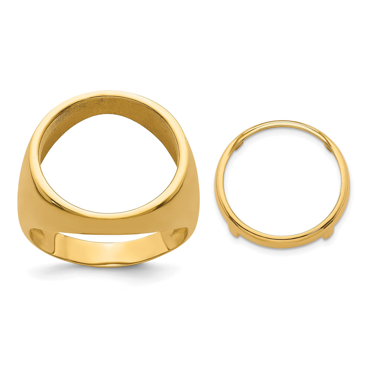 Australian 1/10 oz Gold Lunar $15 Coin Series 1 Coin Bezel Ring Prong Set Mens Polished Classic Open Back in 14k Yellow Gold