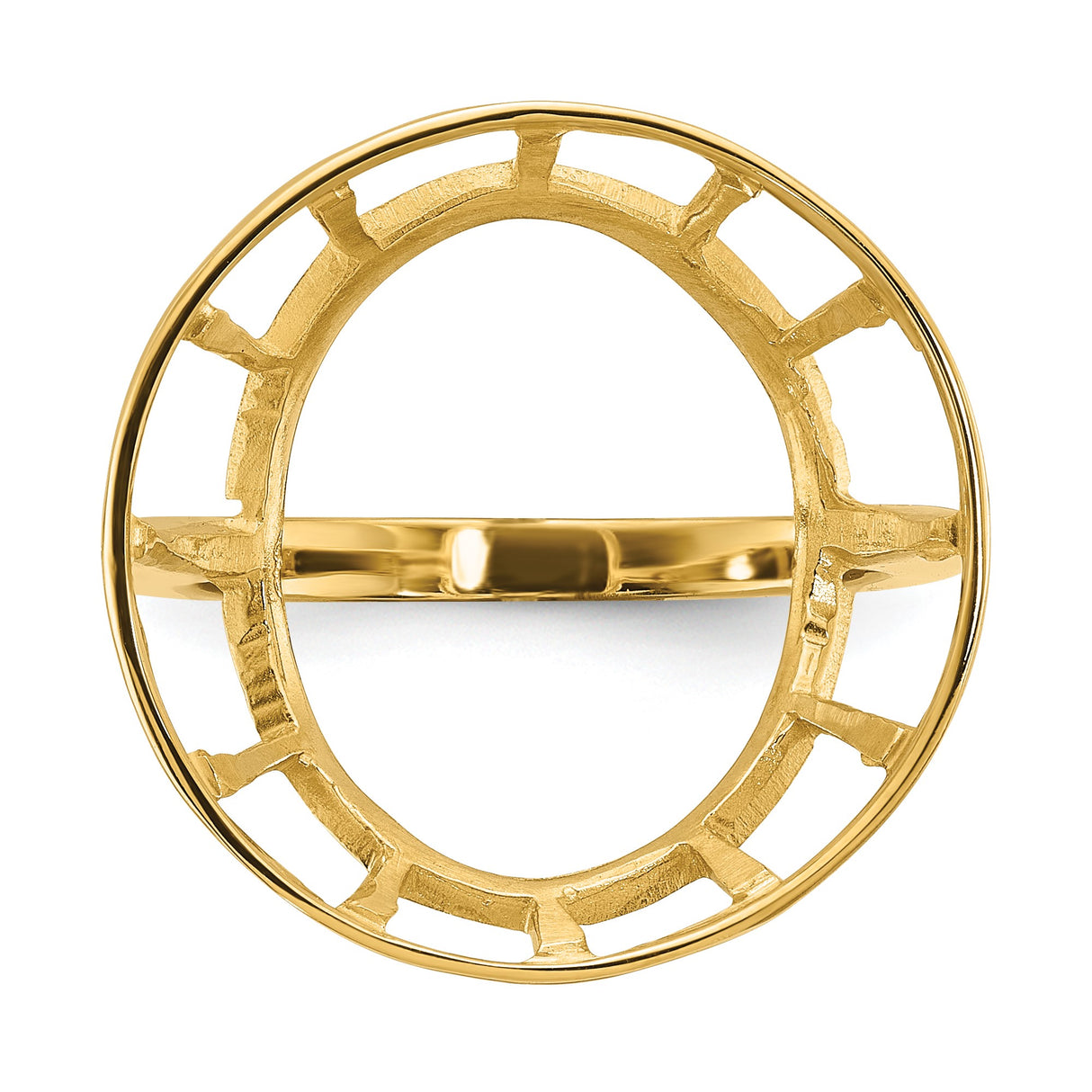 Isle of Man 1/10 oz Gold Cat Coin Bezel Ring Prong Set Wire Spoke in 14k Yellow Gold