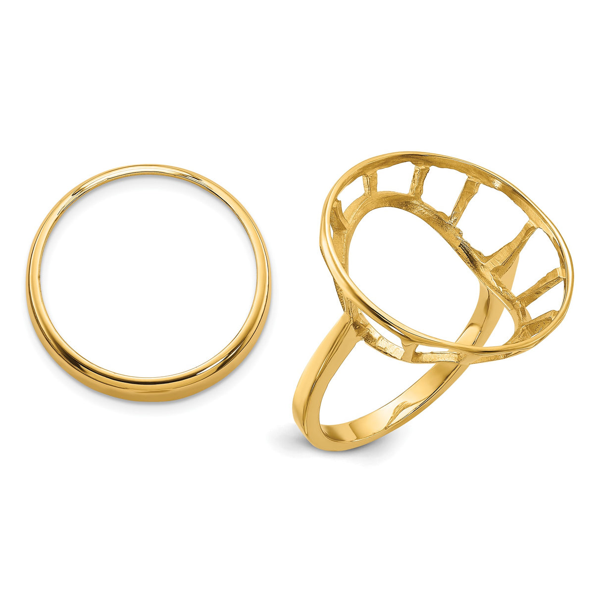 Isle of Man 1/10 oz Gold Cat Coin Bezel Ring Prong Set Wire Spoke in 14k Yellow Gold