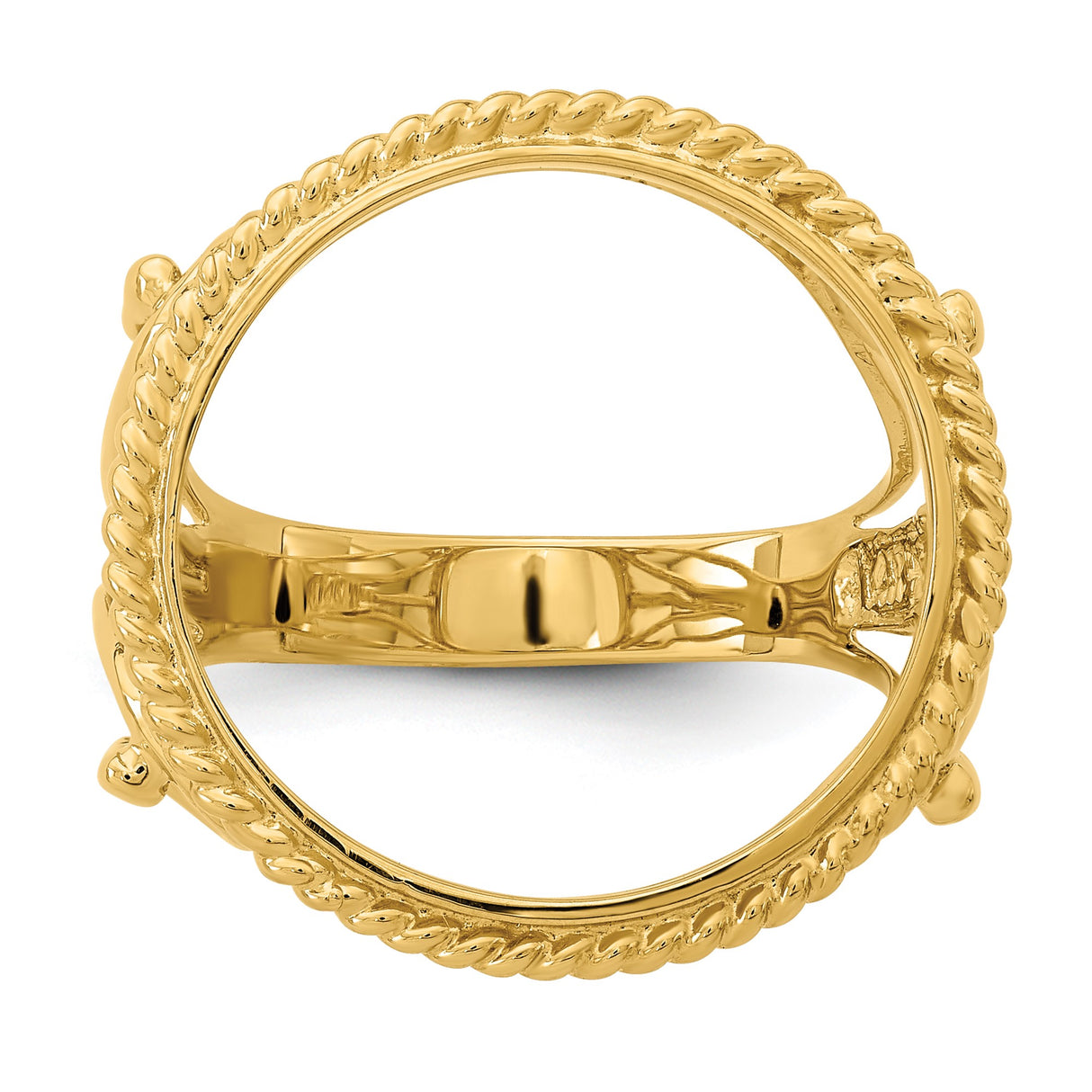 Australian 1/10 oz Gold Lunar $15 Coin Series 1 Coin Bezel Ring Prong Set Filigree with Twisted Wire Edge in 14k Yellow Gold