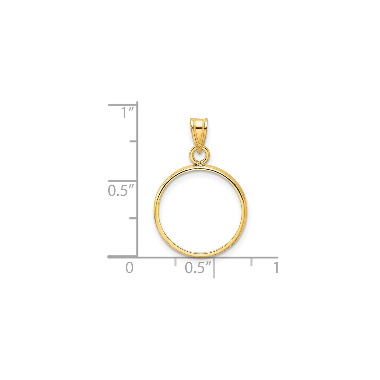 16 mm 14k Yellow Gold coin bezel for Russian 1 Kopek Kopek — size reference (ruler)