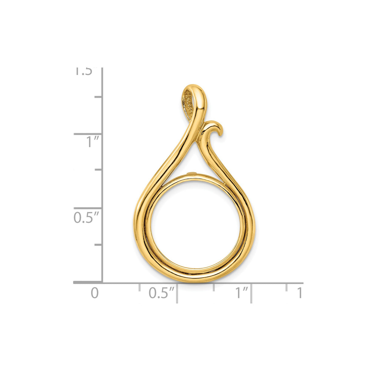 17 mm 14k Yellow Gold coin bezel for South African Krugerrand β size reference (ruler)