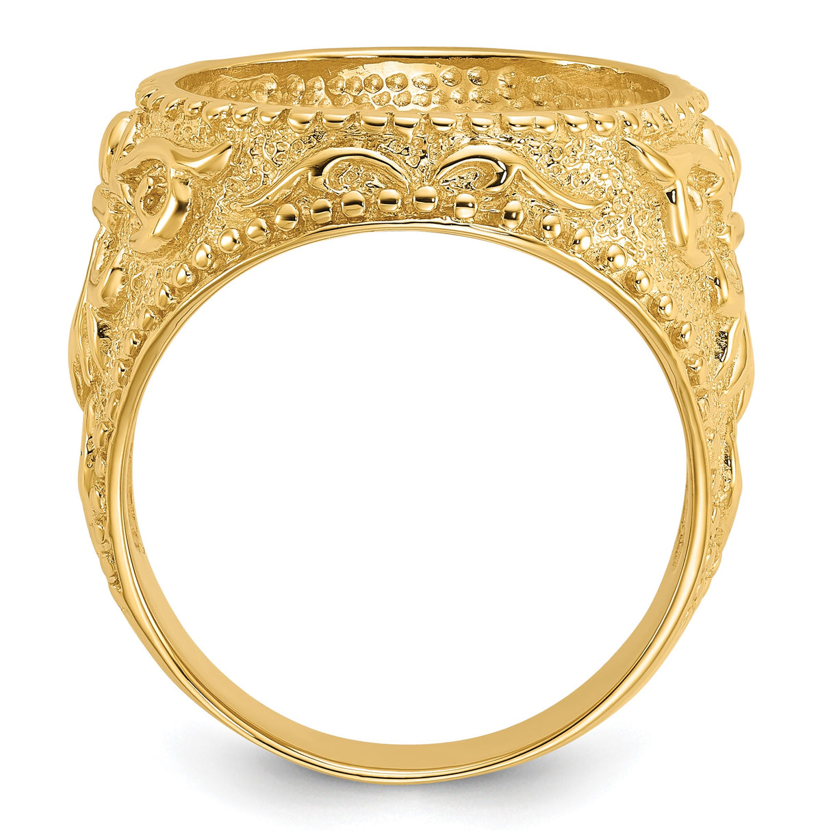17 mm 14k Yellow Gold coin bezel ring for South African Krugerrand — alternate view