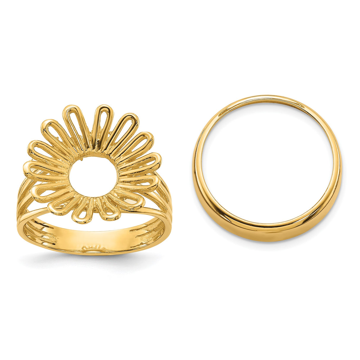 17 mm 14k Yellow Gold coin bezel ring for South African Krugerrand