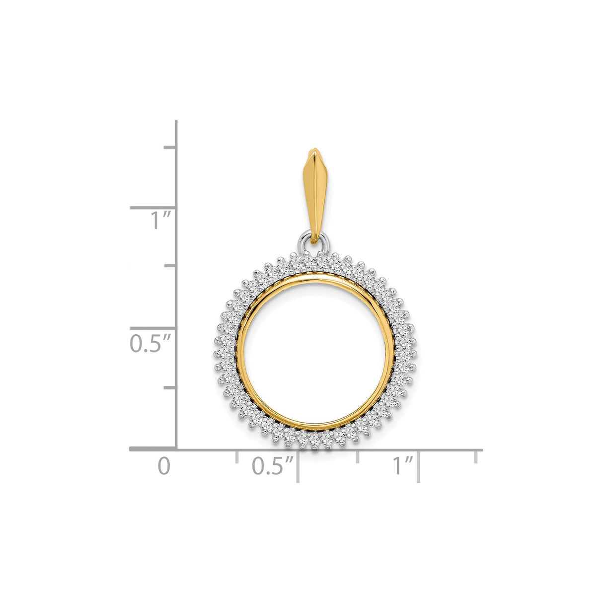 17 mm 14k Multi-Tone Gold coin bezel for South African Krugerrand β size reference (ruler)