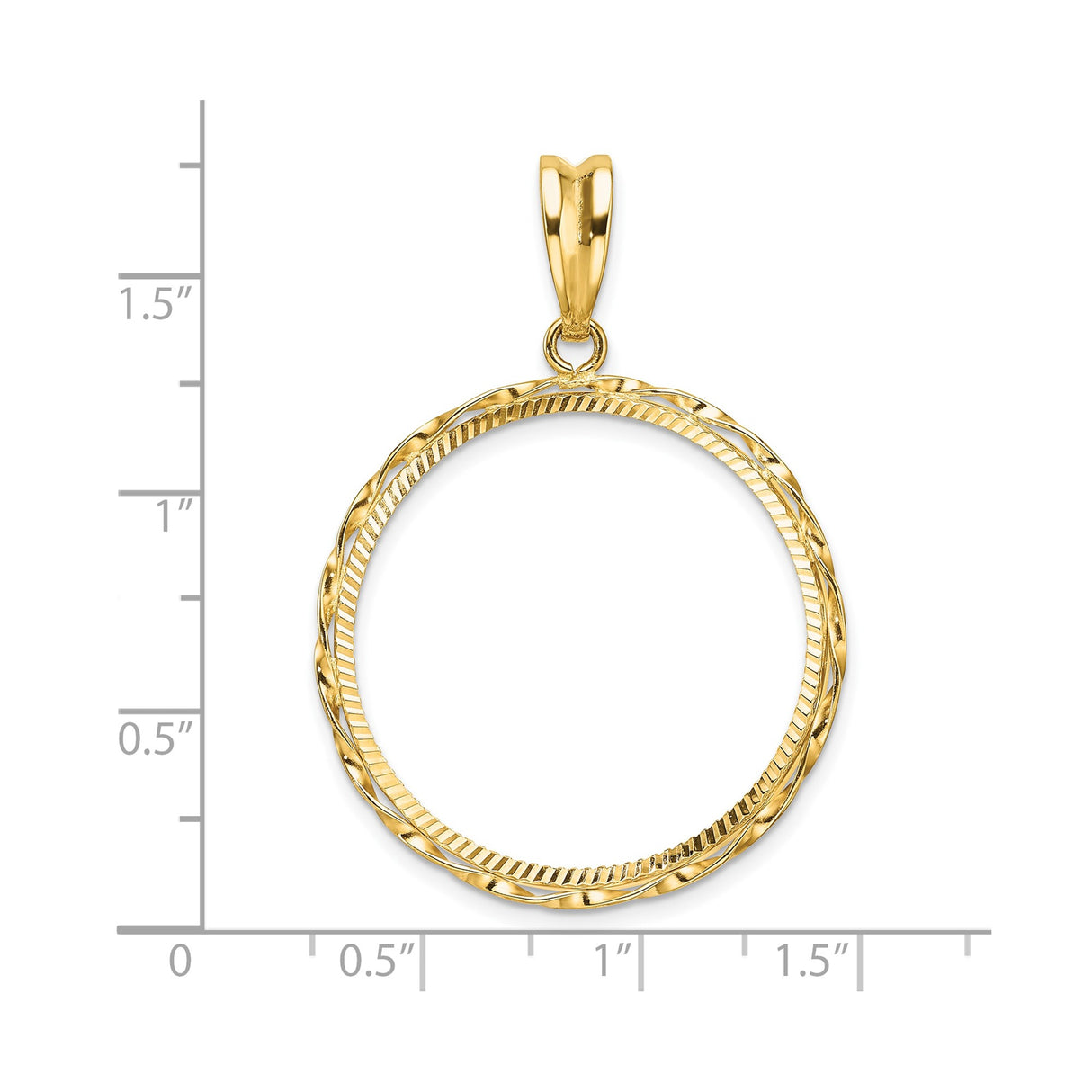 27 mm 14k Yellow Gold coin bezel for South African Krugerrand — size reference (ruler)