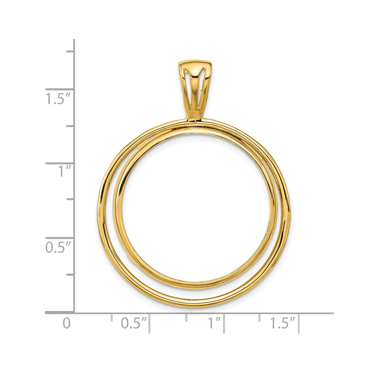 27 mm 14k Yellow Gold coin bezel for South African Krugerrand — size reference (ruler)