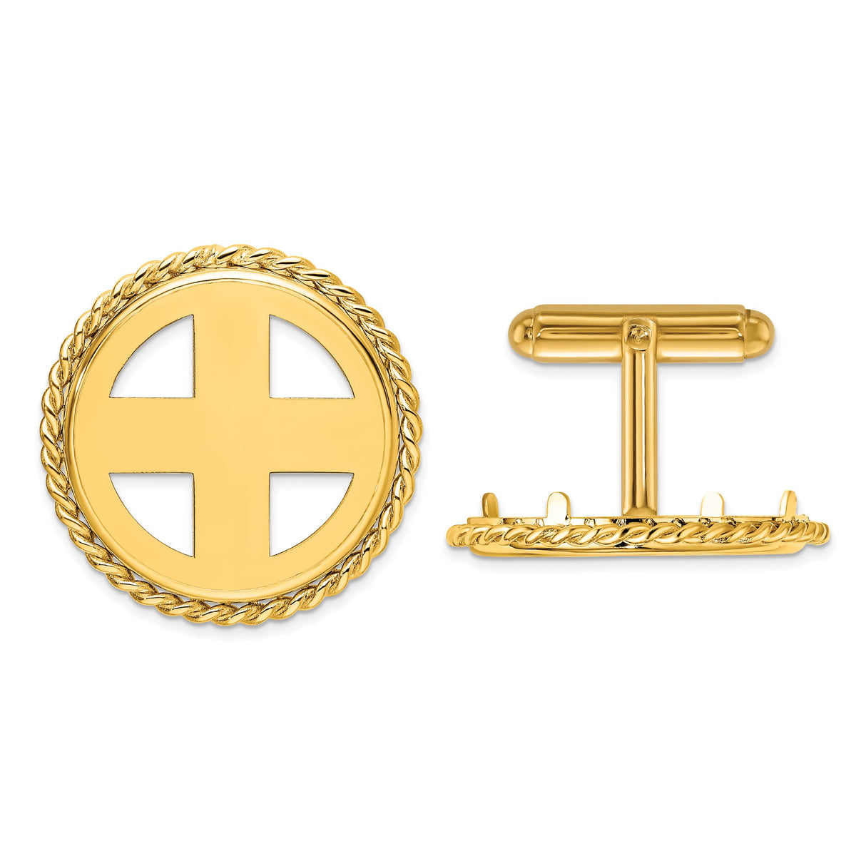 22 mm 14k Yellow Gold coin bezel cuff links for South African Krugerrand