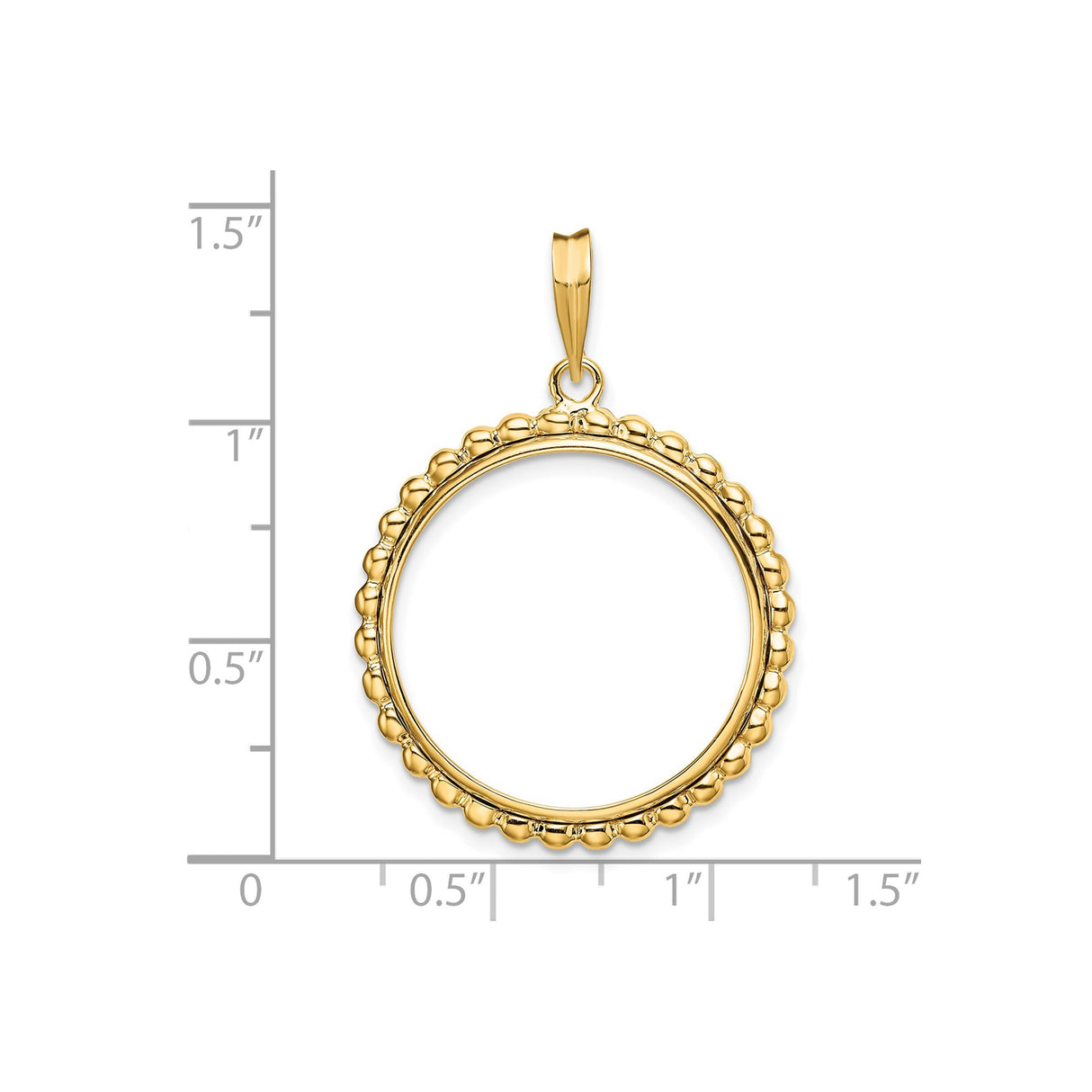22 mm 14k Yellow Gold coin bezel for South African Krugerrand — size reference (ruler)