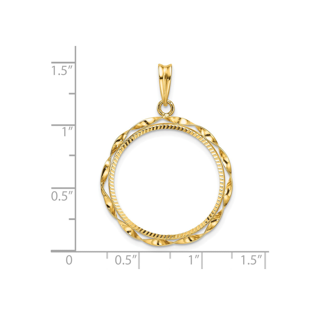22 mm 14k Yellow Gold coin bezel for South African Krugerrand β size reference (ruler)