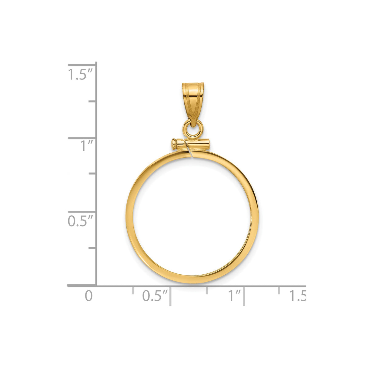 22 mm 14k Yellow Gold coin bezel for South African Krugerrand — size reference (ruler)