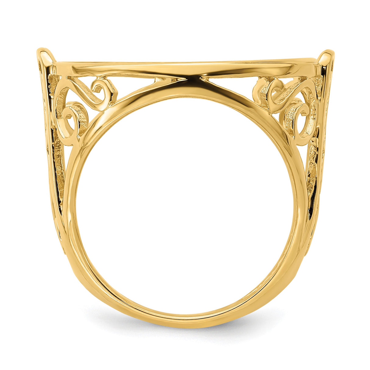 22 mm 14k Yellow Gold coin bezel ring for South African Krugerrand — alternate view
